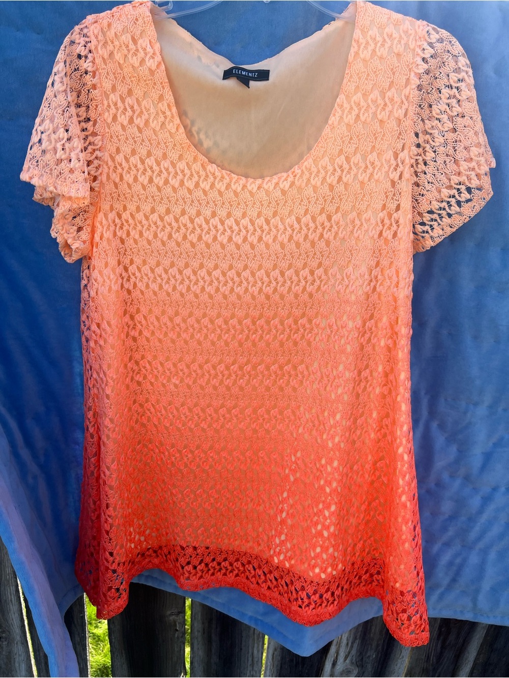 Elementz Peach to Coral Ombre Short Sleeve Top
